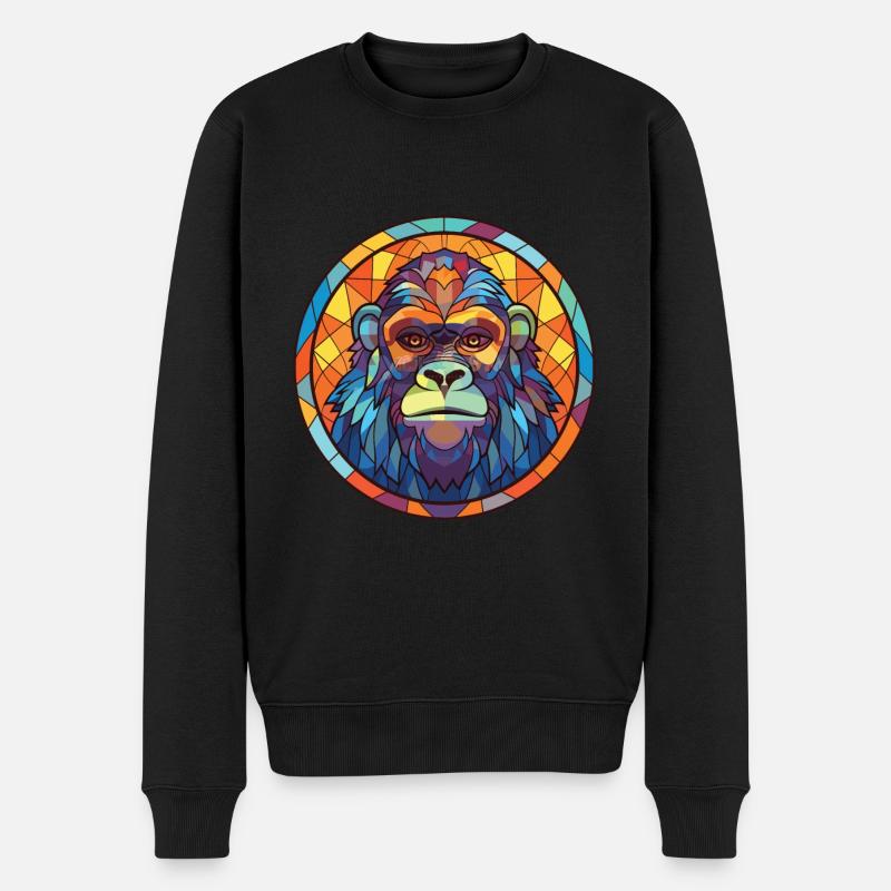 Gorilla bunte Aquarell-Tier-Illustration - Männer Premium Bio Pullover - Schwarz