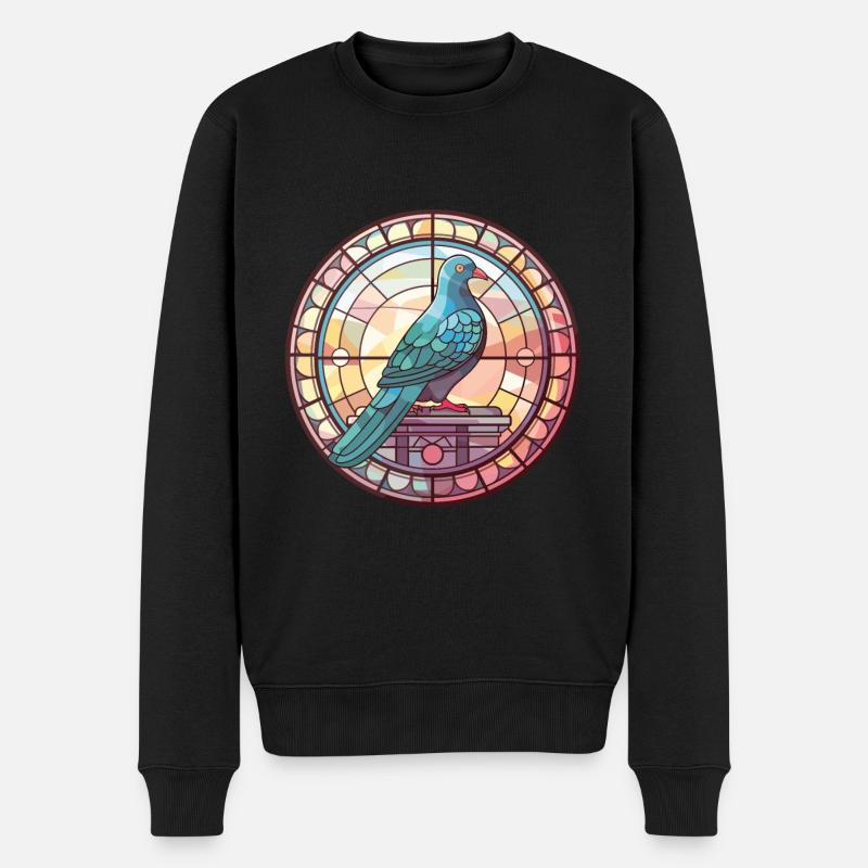 Bunte Aquarell-Tierhaustierillustration der Taube - Männer Premium Bio Pullover - Schwarz