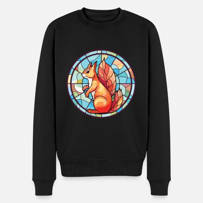 Eichhörnchen bunte Aquarell-Tierillustration - Männer Premium Bio Pullover - Schwarz