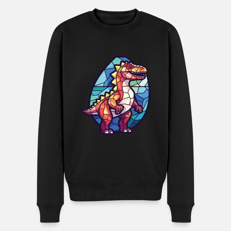Bunte Aquarell-Tierillustration des Dinosauriers - Männer Premium Bio Pullover - Schwarz