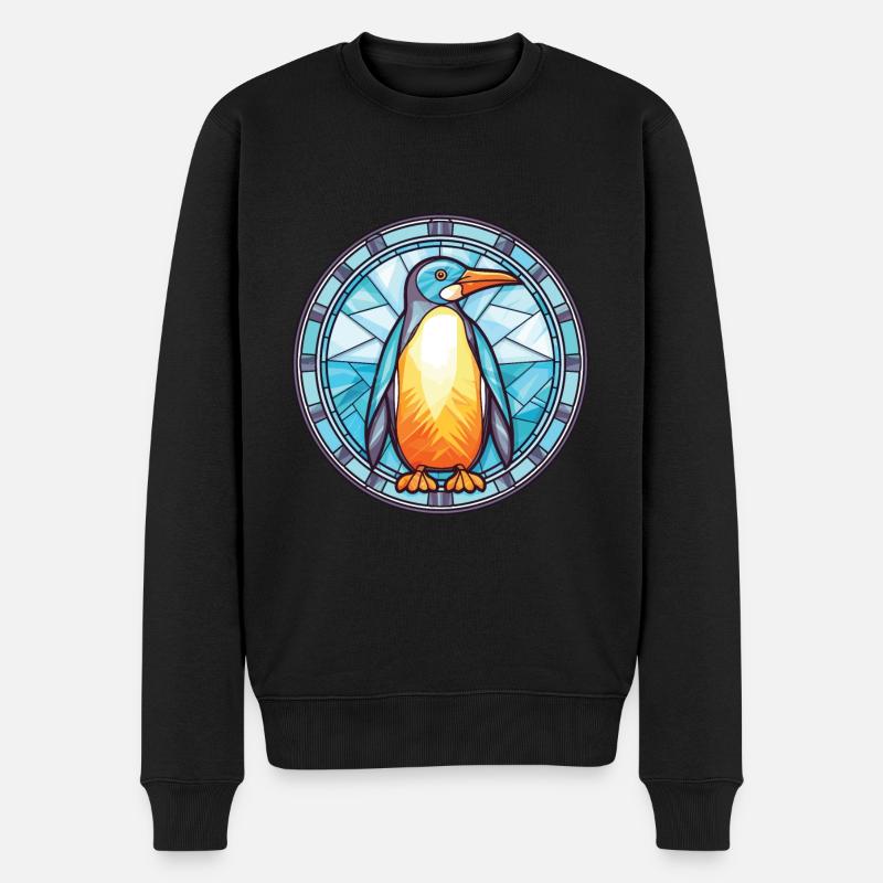 Pinguin bunte Aquarell-Tier-Illustration - Männer Premium Bio Pullover - Schwarz