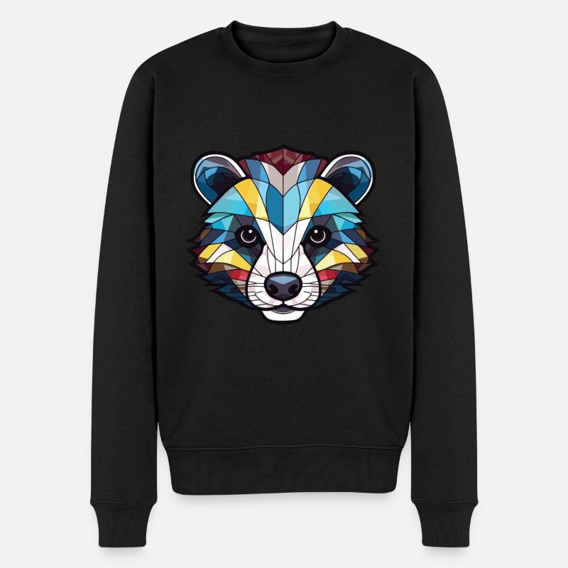 Dachs buntes Aquarell Tier Haustier Illustration - Männer Premium Bio Pullover - Schwarz