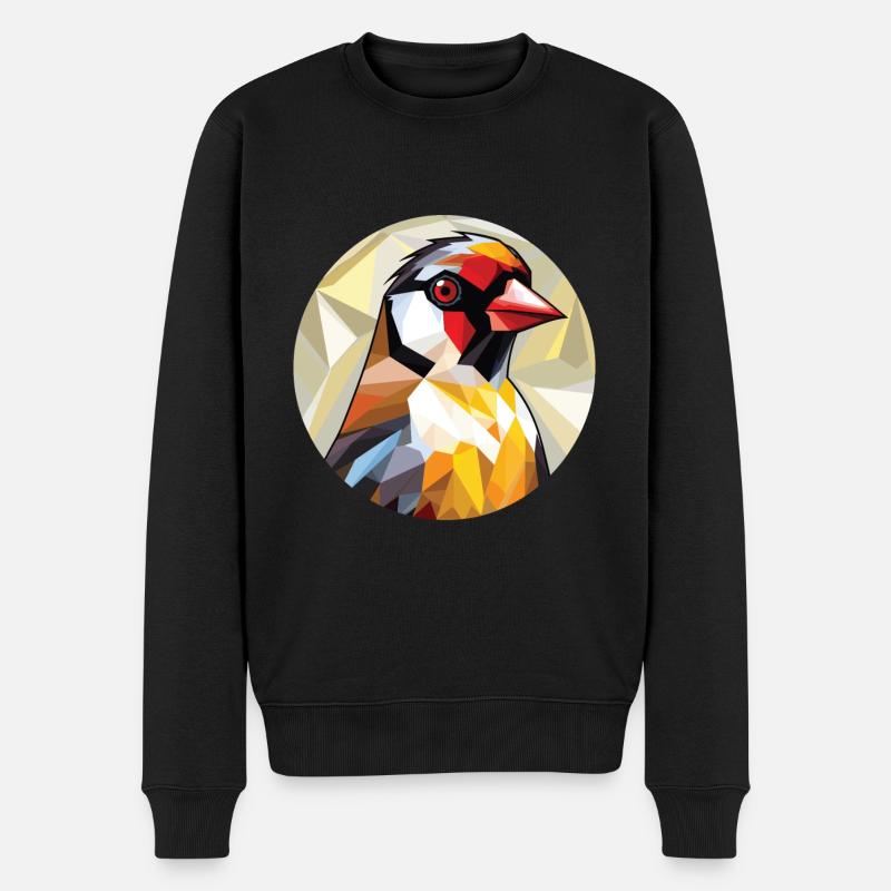 Stieglitz Bunte Aquarell Tier Illustration - Männer Premium Bio Pullover - Schwarz