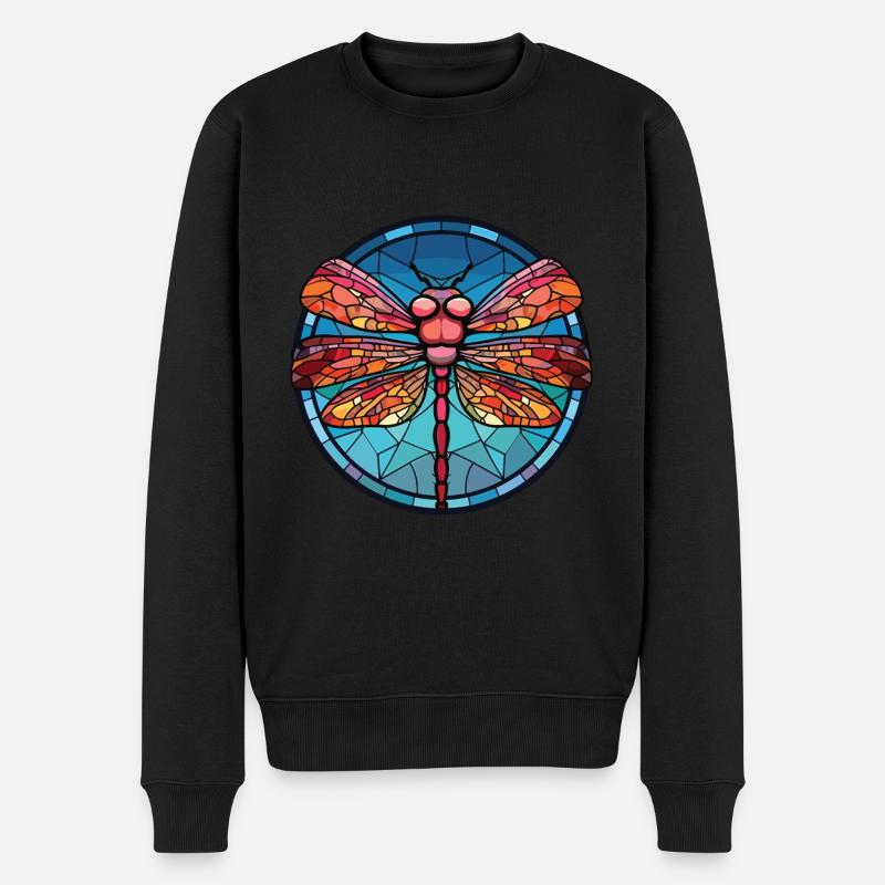 Libelle bunte Aquarell-Tierillustration - Männer Premium Bio Pullover - Schwarz
