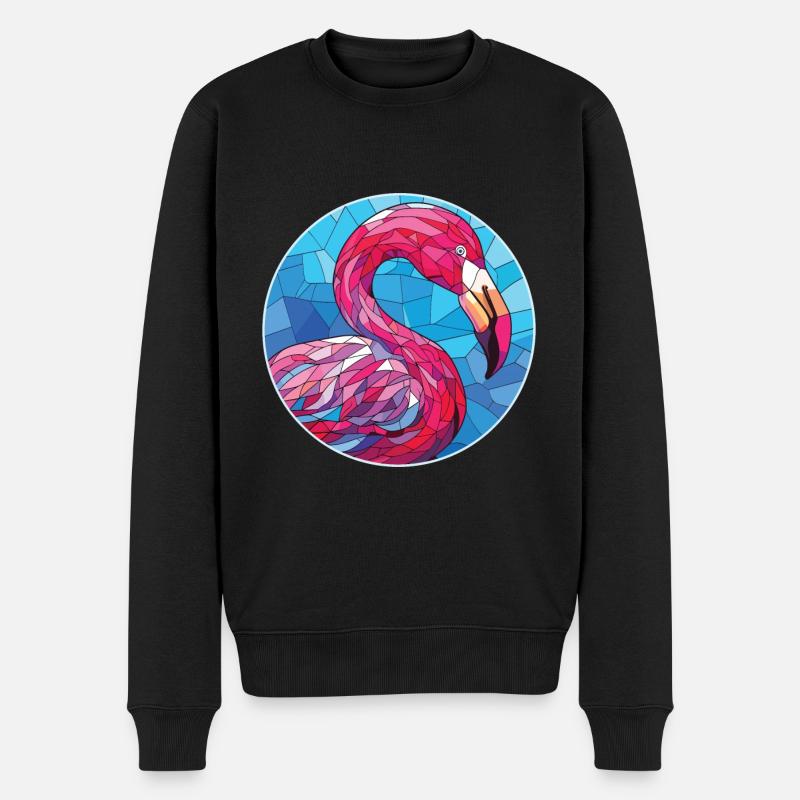 Flamingo bunte Aquarell-Tierillustration - Männer Premium Bio Pullover - Schwarz