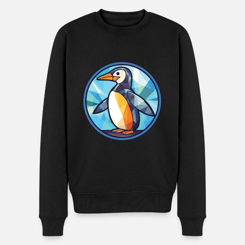 Pinguin bunte Aquarell-Tier-Illustration - Männer Premium Bio Pullover - Schwarz