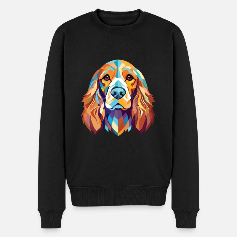 Cocker anglais Spaniel chien aquarelle colorée animal de compagnie - Pull Premium bio Homme - noir