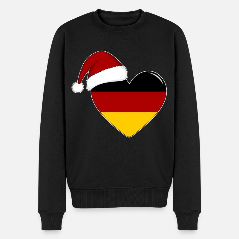 Deutschland Flagge Weihnachten Herz - Männer Premium Bio Pullover - Schwarz