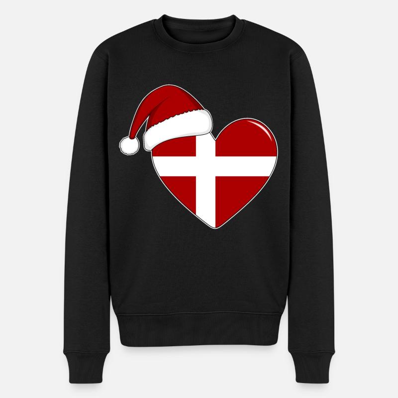 Coeur de Noël drapeau Danemark - Pull Premium bio Homme - noir