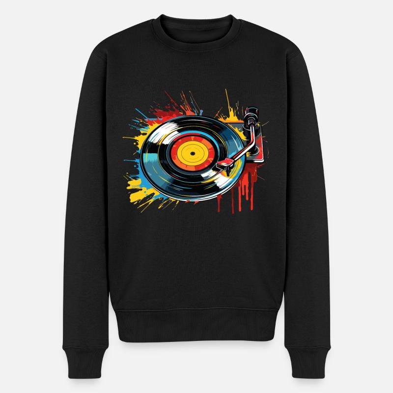 Disque Vinyle LP Platine Rétro - Pull Premium bio Homme - noir