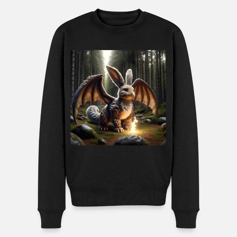 Feuerspeiender Hase Drache #15 - Männer Premium Bio Pullover - Schwarz