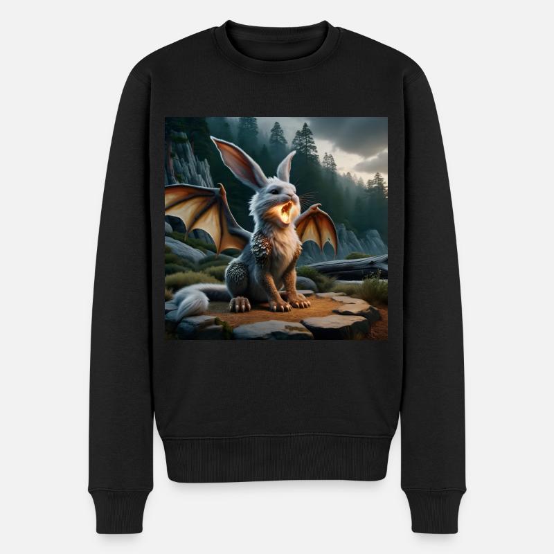 Feuerspeiender Hase Drache #20 - Männer Premium Bio Pullover - Schwarz