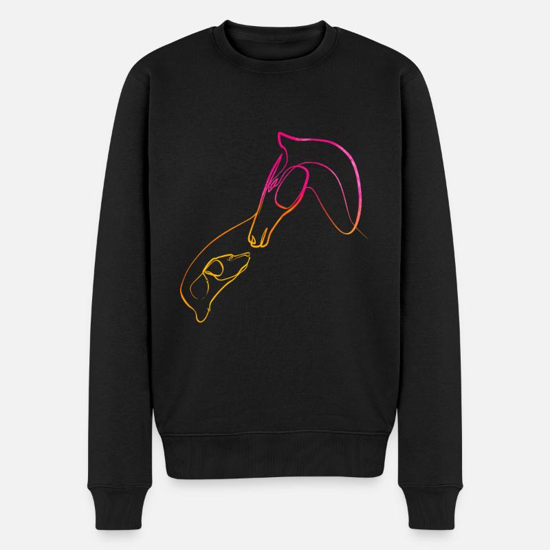 Amour cheval & chien singleline art - Pull Premium bio Homme - noir