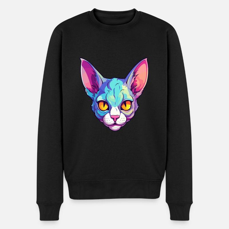 Zypern Katze Rasse Aquarell Karikatur Kawaii Haustier - Männer Premium Bio Pullover - Schwarz