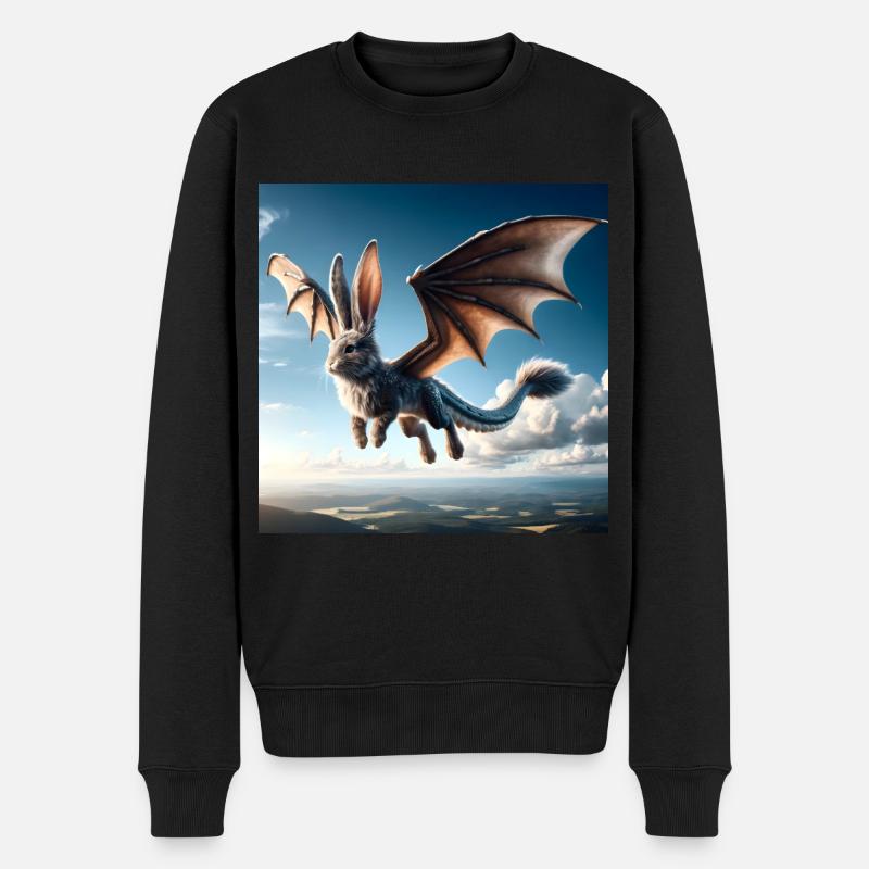 Fliegender Hase Drache #01 - Männer Premium Bio Pullover - Schwarz