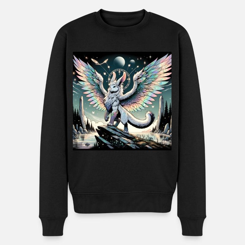 Mythischer Hasendrache - Männer Premium Bio Pullover - Schwarz