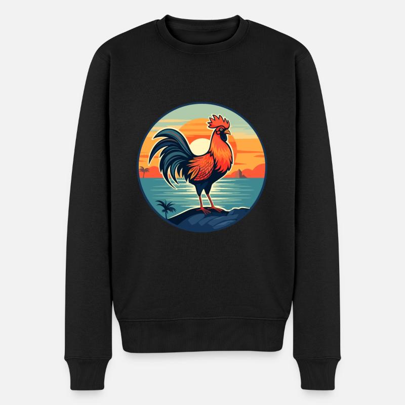 Hahn Buntes Aquarell Cartoon Kawaii Tier - Männer Premium Bio Pullover - Schwarz