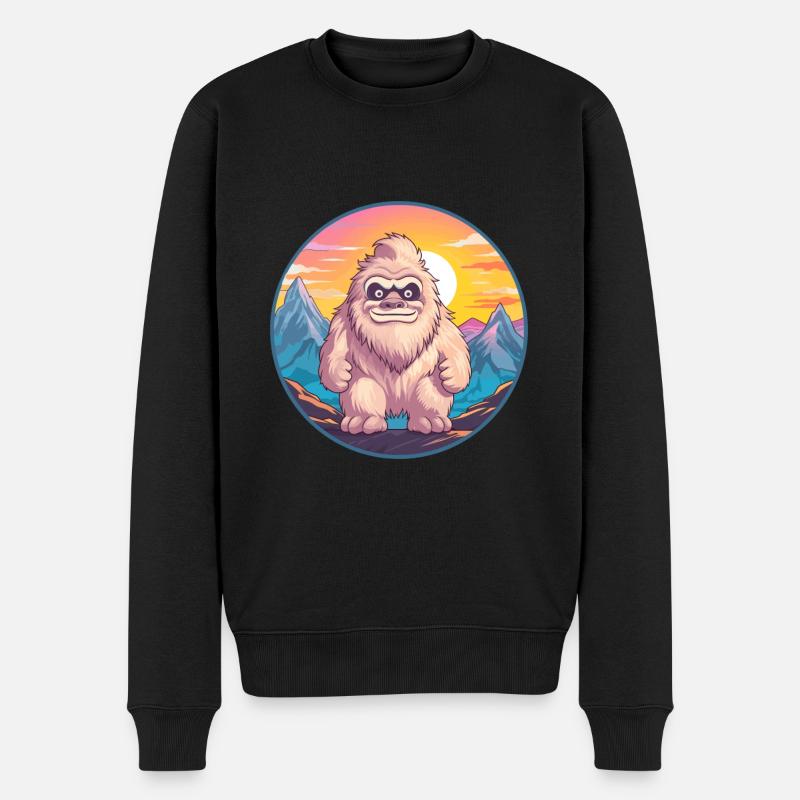 Yeti Buntes Aquarell Cartoon Kawaii Tier - Männer Premium Bio Pullover - Schwarz