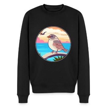 Spatz Aquarell Cartoon Kawaii Clipart Tier - Männer Premium Bio Pullover - Schwarz - Vorne - Nico (187cm)
