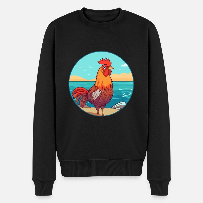Hahn Aquarell Karikatur Kawaii Clipart Tier - Männer Premium Bio Pullover - Schwarz