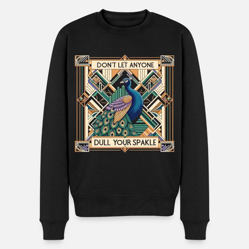 Elégance Art Déco : Fier Paon - Pull Premium bio Homme - noir