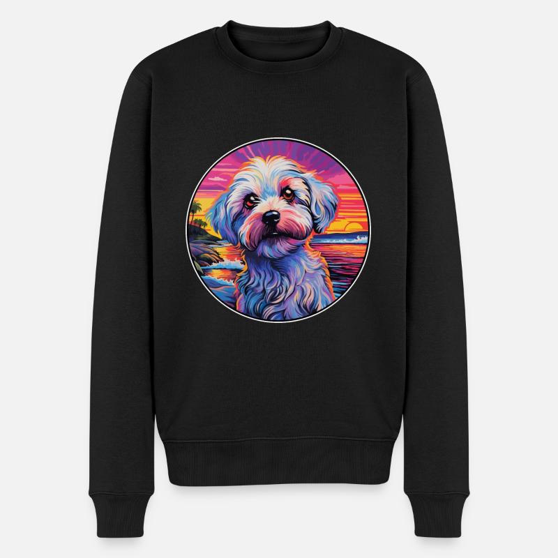 Dandie Dinmont Terrier Hunderasse Bunte Karikatur - Männer Premium Bio Pullover - Schwarz