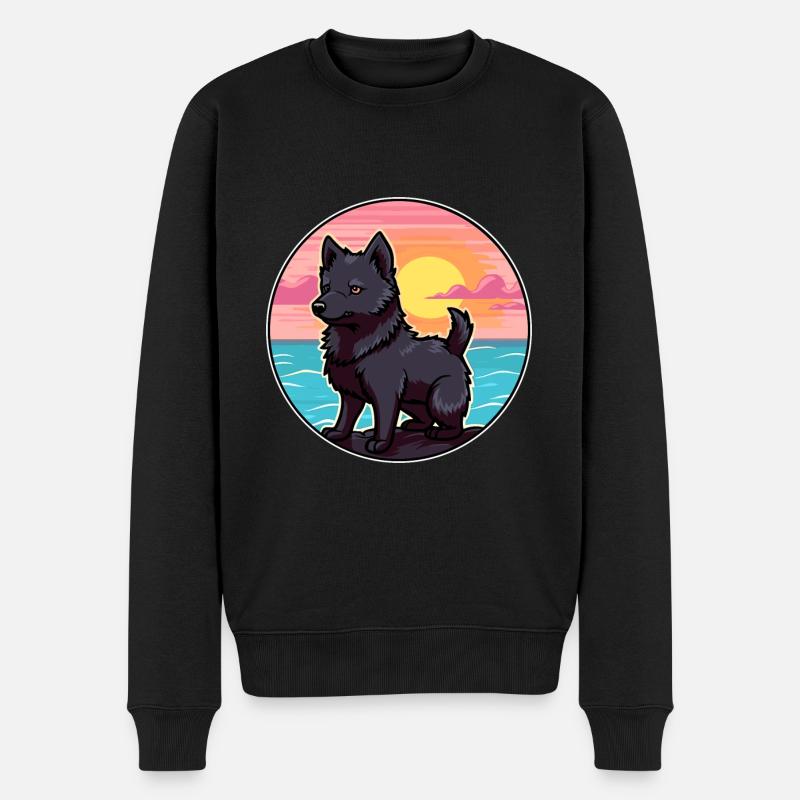 Schipperke Hund Rasse Cartoon Kawaii Clipart Hund - Männer Premium Bio Pullover - Schwarz