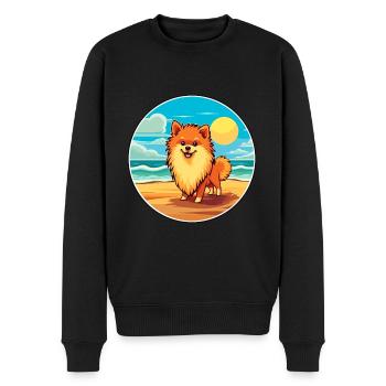 Spitz chien race dessin animé Kawaii Clipart aquarelle - Pull Premium bio Homme - noir - Devant - Nico (187cm)