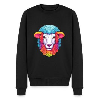 Schaf Buntes Aquarell Cartoon Kawaii Tier - Männer Premium Bio Pullover - Schwarz - Vorne - Nico (187cm)