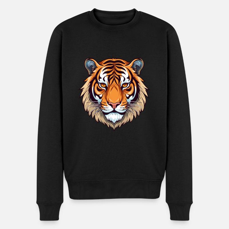Tiger Buntes Aquarell Cartoon Kawaii Tier - Männer Premium Bio Pullover - Schwarz