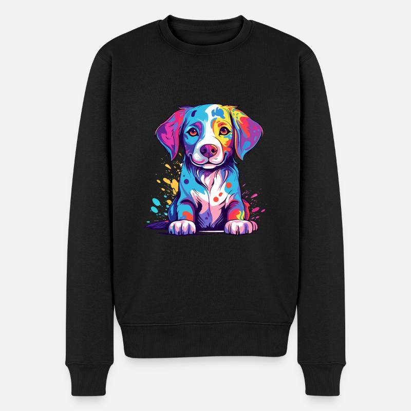 Hund Buntes Aquarell Cartoon Kawaii Tier - Männer Premium Bio Pullover - Schwarz