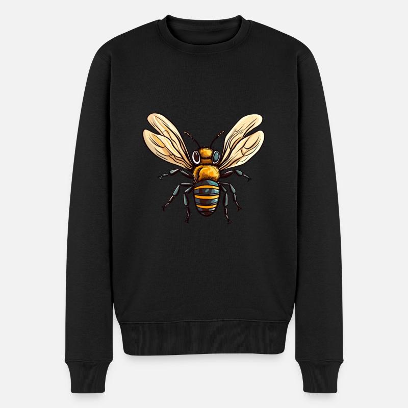 Biene buntes Aquarell Cartoon Kawaii Tier - Männer Premium Bio Pullover - Schwarz