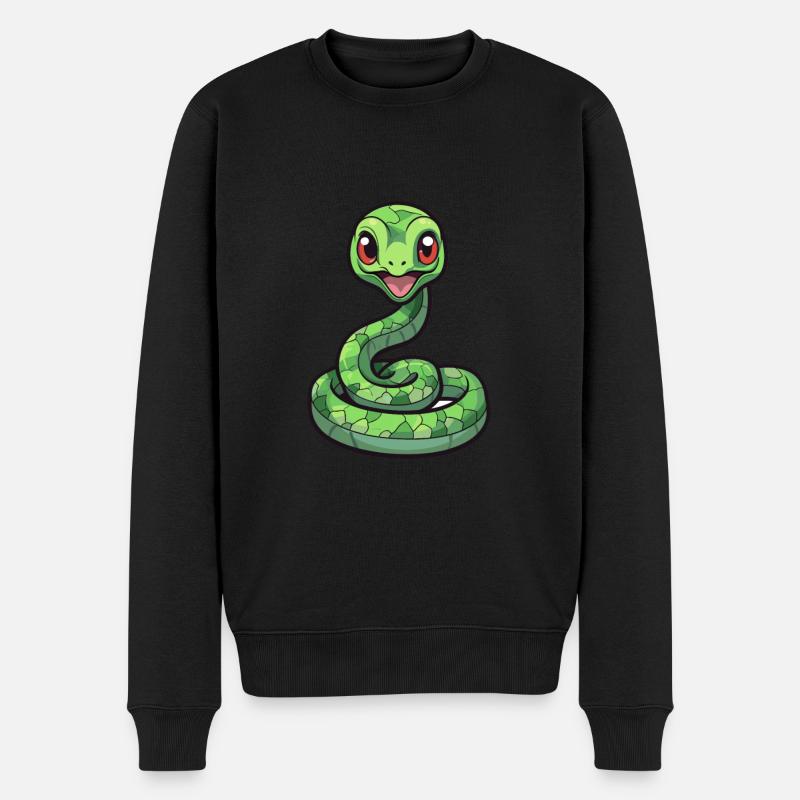 Serpent Mignon Dessin Animé Kawaii Aquarelle Animal De Compagnie - Pull Premium bio Homme - noir