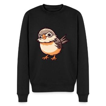 Spatz Niedliche Karikatur Kawaii Aquarell Tier Haustier - Männer Premium Bio Pullover - Schwarz - Vorne - Nico (187cm)