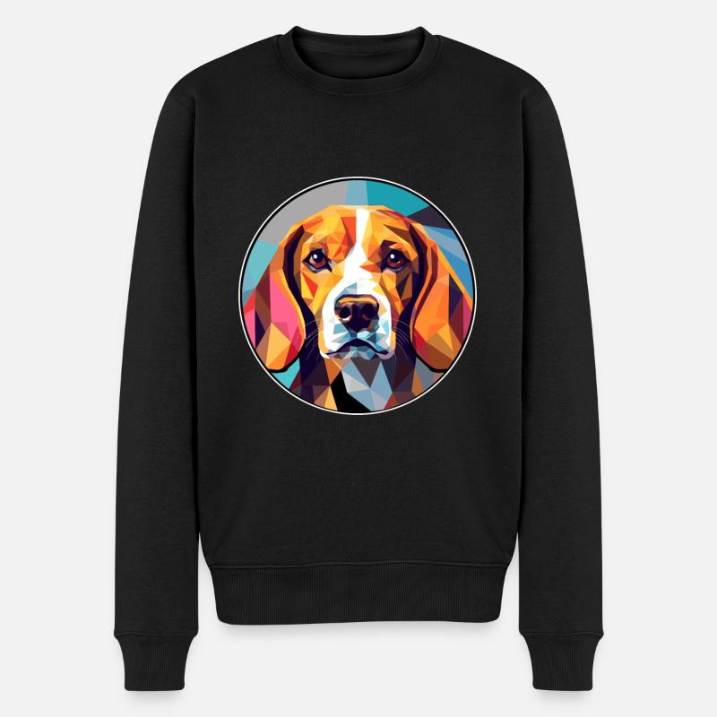Beagle Hund Buntes Glas Bunte Karikatur Kawaii A - Männer Premium Bio Pullover - Schwarz