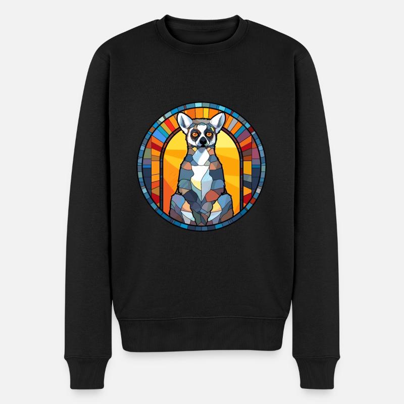 Lemur Buntglas Bunte Karikatur Kawaii Tier - Männer Premium Bio Pullover - Schwarz