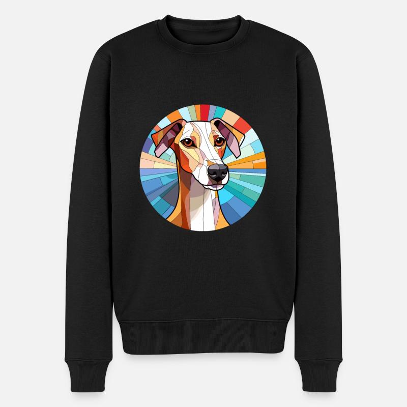 Whippet Hund Buntes Glas Bunte Karikatur Kawaii - Männer Premium Bio Pullover - Schwarz