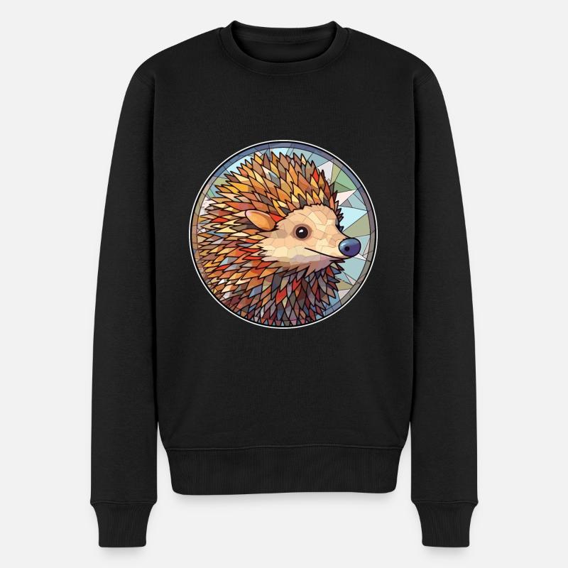 Igel Bunte Karikatur Kawaii Ani - Männer Premium Bio Pullover - Schwarz