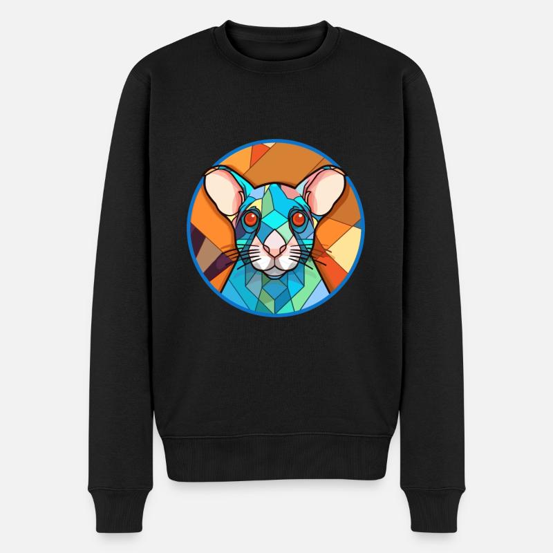 Ratten-Buntglas-Cartoon-Kawaii-Tier - Männer Premium Bio Pullover - Schwarz