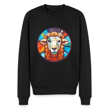 Schaf Buntes Glas Bunte Karikatur Kawaii Tier - Männer Premium Bio Pullover - Schwarz - Vorne - Nico (187cm)