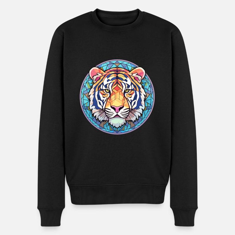 Tiger Buntes Buntes Karikatur-Kawaii-Tier - Männer Premium Bio Pullover - Schwarz