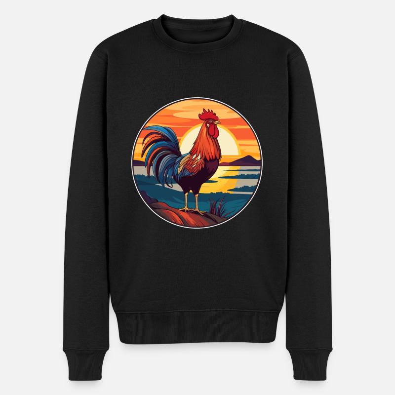 Hahn Buntes Aquarell Cartoon Kawaii Tier - Männer Premium Bio Pullover - Schwarz