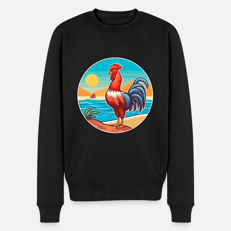 Hahn Aquarell Karikatur Kawaii Clipart Tier - Männer Premium Bio Pullover - Schwarz