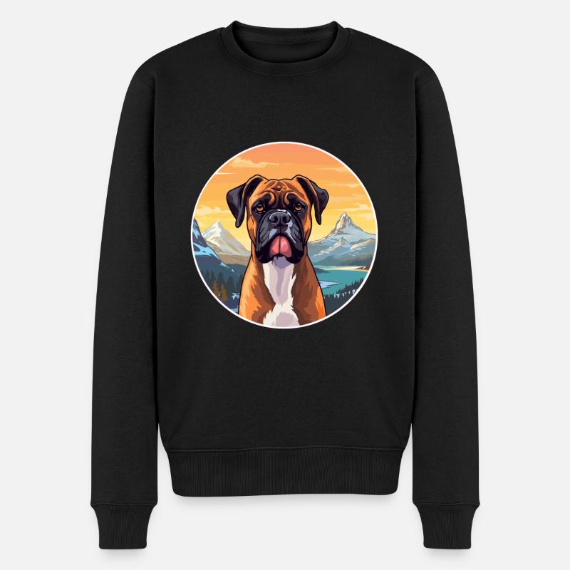 Boxer Hund Rasse Cartoon Kawaii Aquarell - Männer Premium Bio Pullover - Schwarz