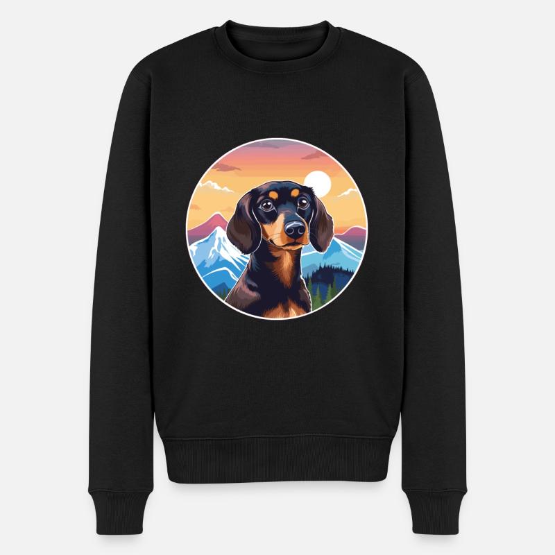 Dackel Hund Rasse Cartoon Kawaii Aquarell - Männer Premium Bio Pullover - Schwarz