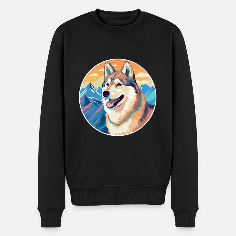 Ostsibirische Laika-Hunderasse Karikatur Kawaii-Wasser - Männer Premium Bio Pullover - Schwarz