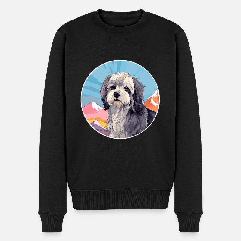 Lowchen Hunderasse Karikatur Kawaii Aquarell - Männer Premium Bio Pullover - Schwarz