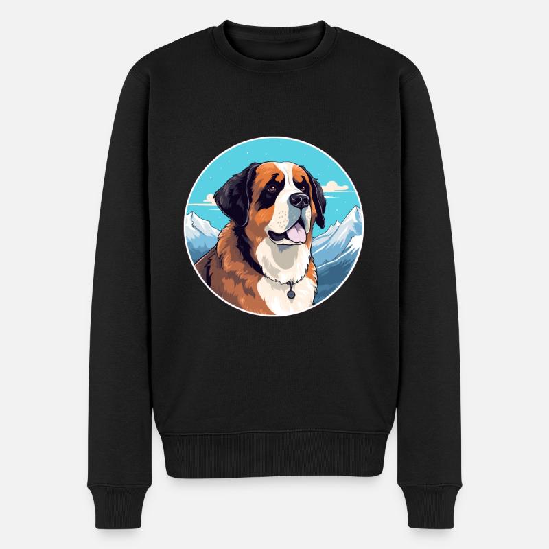 Bernhardiner Hunderasse Cartoon Kawaii Aquarell - Männer Premium Bio Pullover - Schwarz