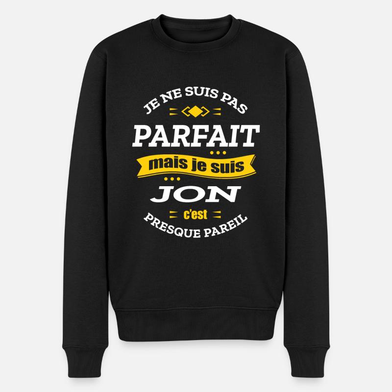 JON PARFAIT - PRENOM JON - Pull Premium bio Homme - noir
