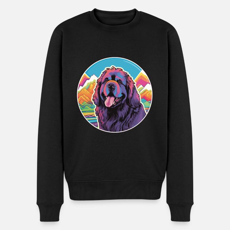 Neufundländer Hunderasse Cartoon Kawaii Aquarell - Männer Premium Bio Pullover - Schwarz
